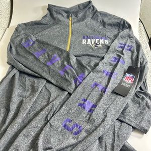 Baltimore Ravens Quarter Zip Lightweight Long Sleeve Jacket Sz: Large Grey NFL